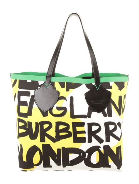 Burberry London Large Giant Graffiti Print Tote 